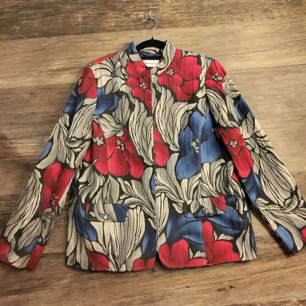 Alfred Dunner Red and Blue Floral Blazer